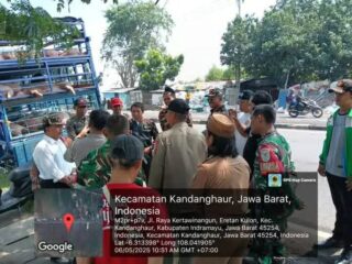 Banser Indramayu Bersama Aparat Gabungan Tertibkan Warga Mandikan Babi di Jalan Pantura