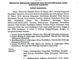 Bupati Karawang Keluarkan Instruksi Penguatan Pendidikan Karakter di Sekolah Dasar