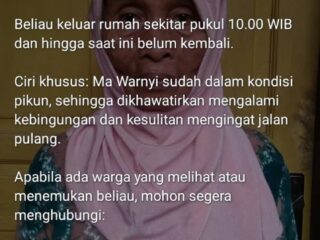 Warga Pasirtalaga Hilang Sejak Pagi, Diduga Kebingungan Akibat Kondisi Pikun
